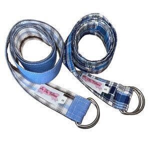 In the Ribbons Plaid Patchwork‎ D-Ring Fabric Waist Belt Blue Size Small 2 Belts